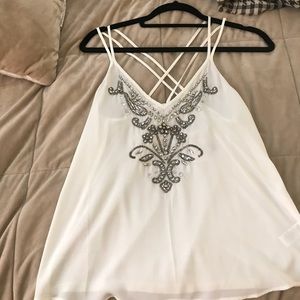 Gorgeous beaded criss cross tank